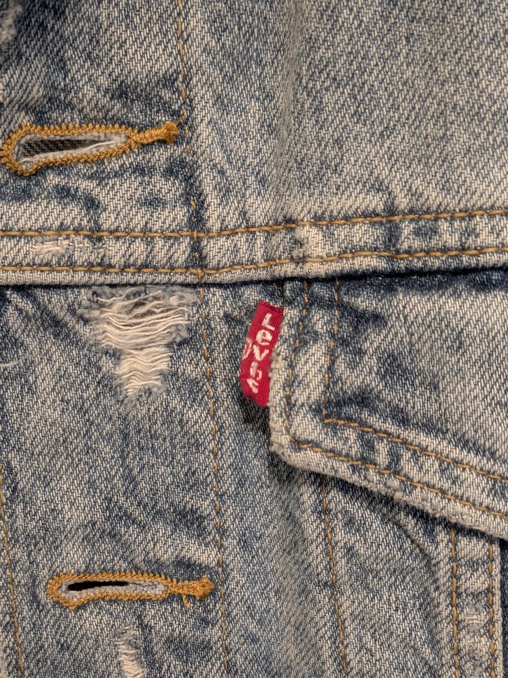 Levi's Women's L Classic Denim Jacket, Distressed - Picture 11 of 15